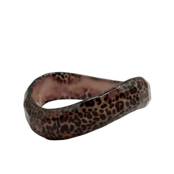 Set Of 3 Leopard Print Resin Bangle Bracelets For Women - Picture 6 of 9
